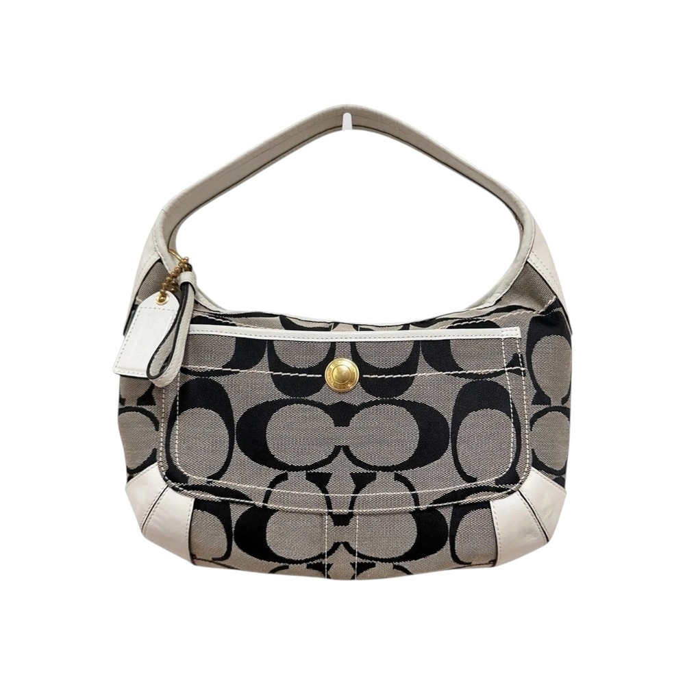 Coach Ergo Signature Jacquard Hobo Shoulder Bag Navy White Y2K 10764
